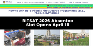 BITSAT 2026 Absentee Slot Booking to Begin April 16; Exam on April 19
